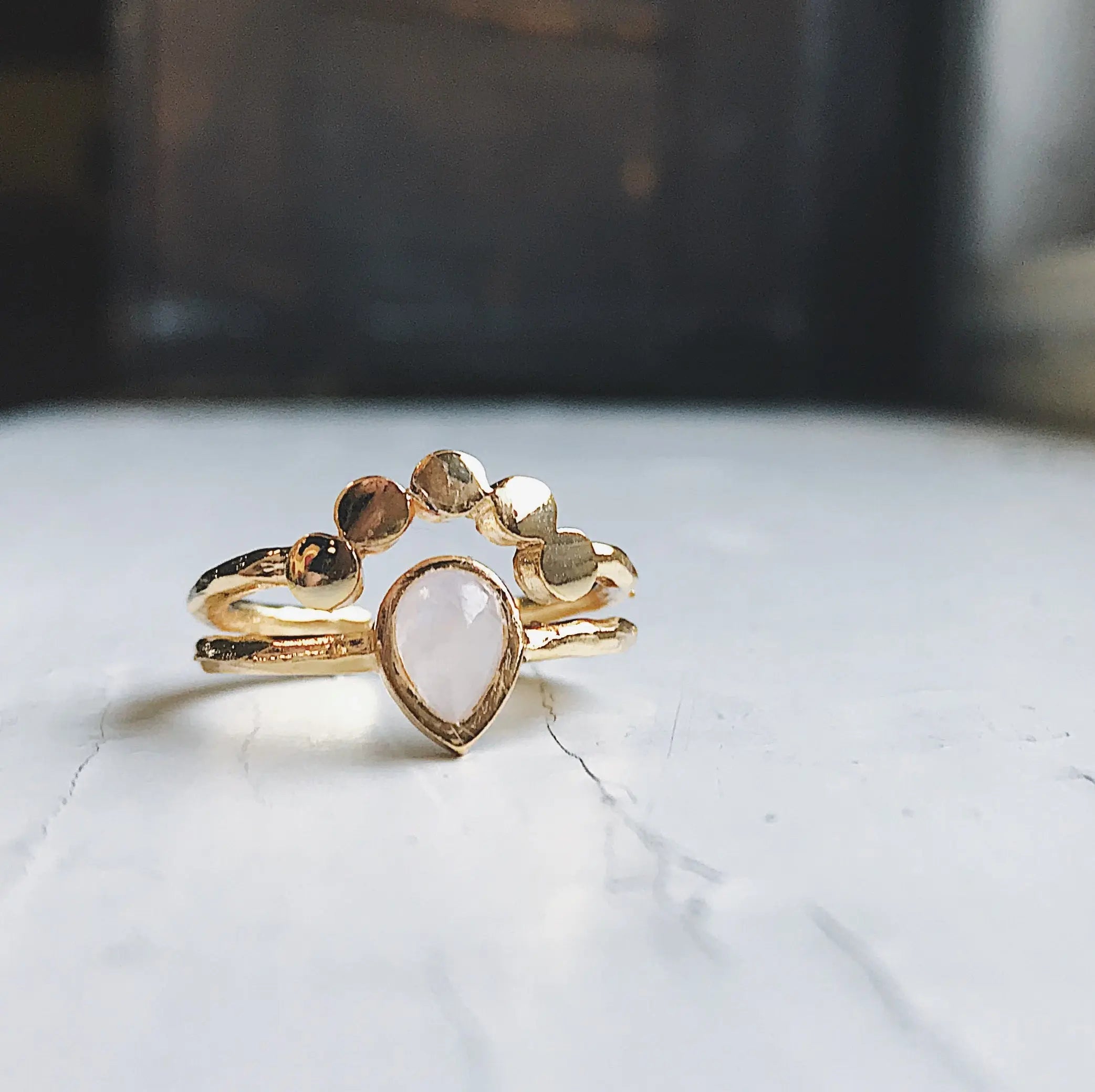 Moondrop Moonstone Ring - USM0332 DC-Yugen Handmade