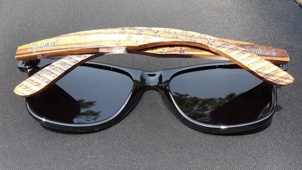Zebrawood Sunglasses, Stars and Bars, Polarized - USMOD0110 Purple Ariadne