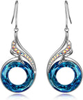 "Rise from the Ashes" Phoenix Earrings, Sterling Silver Dangle Earrings with Crystals from Austria, Birthday Gift with Jewelry Box, Symbol of Luck and Renewal