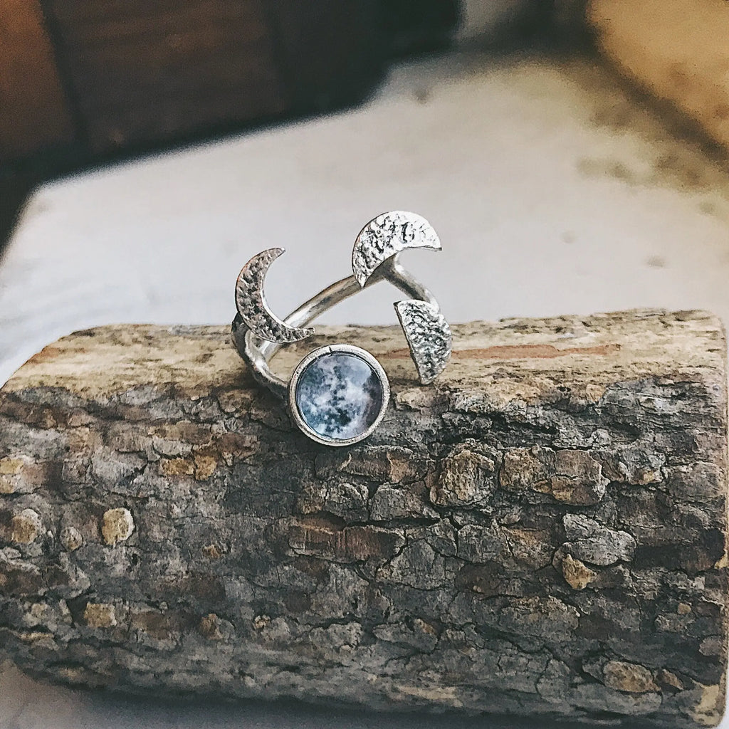 Moon Phase Sculpture Ring - USMJ0333 DC-Yugen Handmade