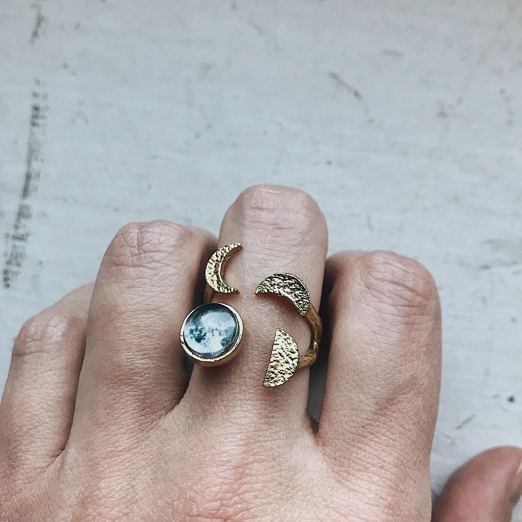Moon Phase Sculpture Ring - USMJ0333 DC-Yugen Handmade