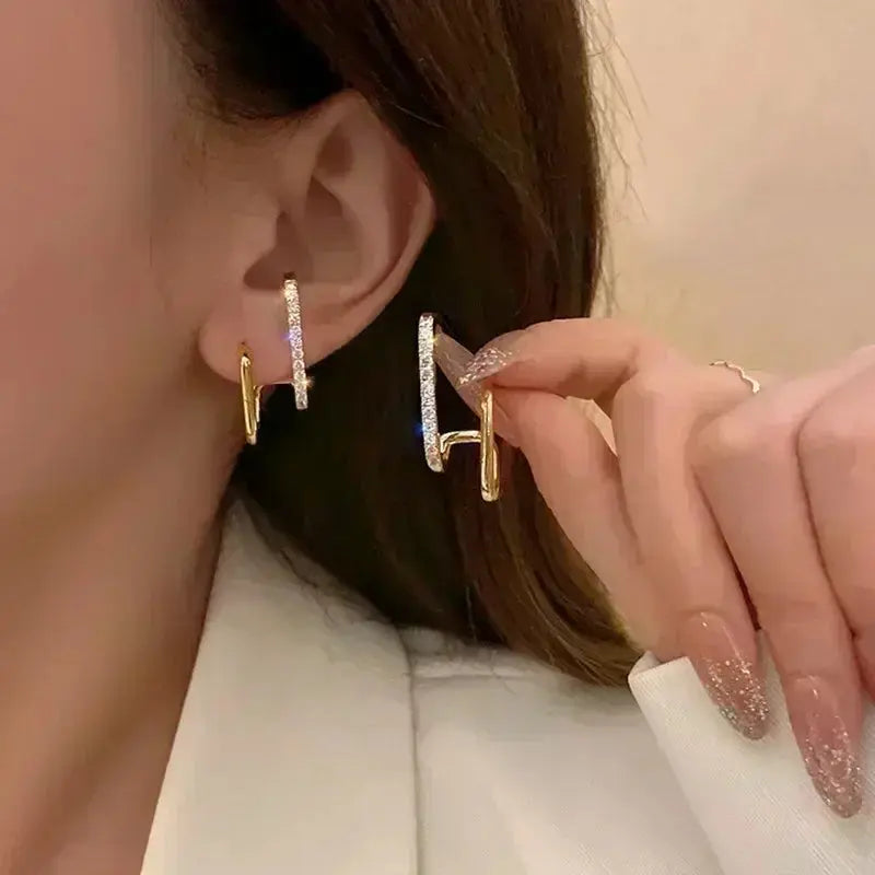 Green Crystal Golden Leaves Earrings for Women - USM003 US-GiftStore-4U