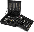 Velvet Jewelry Box Organizer for Women Father'S Day, 2 Layer Jewelry Display Storage Holder Case for Necklace Earrings Bracelets Rings -Black