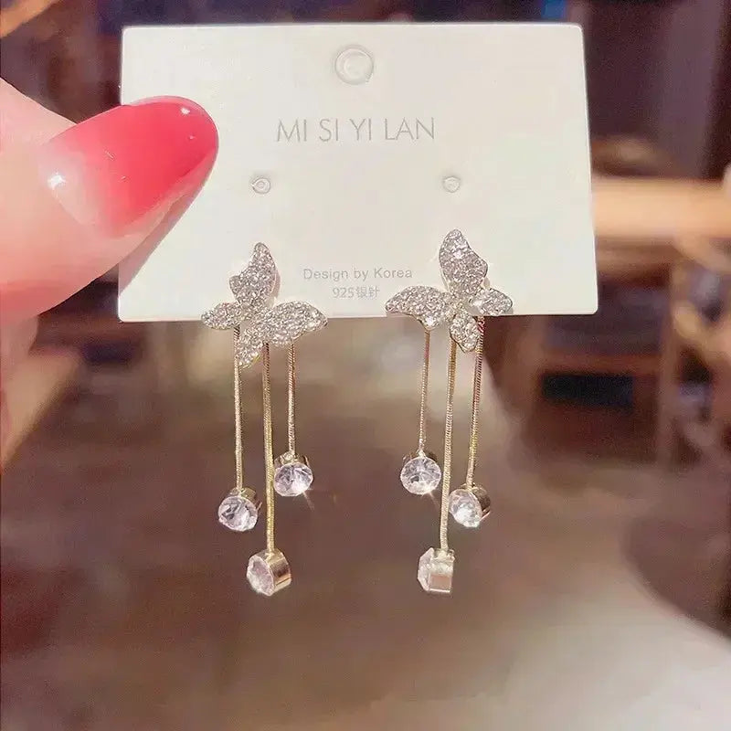 Green Crystal Golden Leaves Earrings for Women - USM003 US-GiftStore-4U