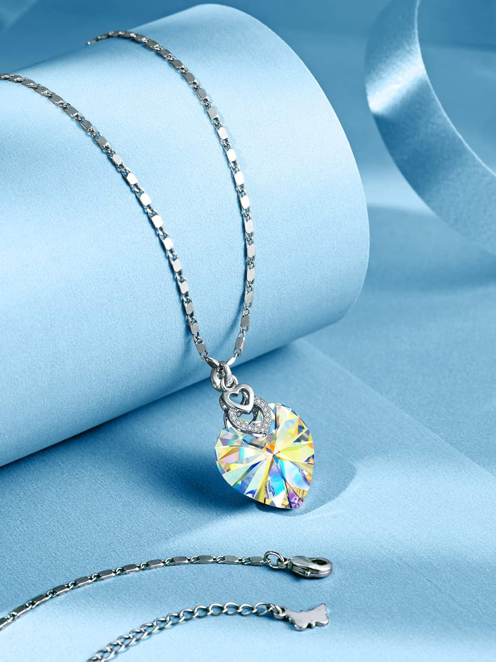 3 Hearts Crystal Necklace for Women, Pendant Engraved Love You - Christmas Wedding Gifts for Her Anniversary Mother'S Day Valentineâ€™S Day Birthday - in Gift Box