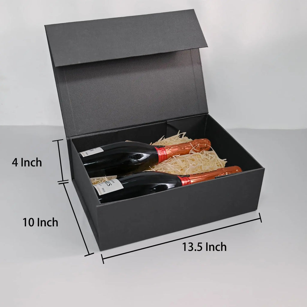 Gift Box 13.5''X10''X4'' Large Black Gifts Boxes with Magnetic Lids Luxury Gift Box for Groomsman Proposal Gifts Contains Card, Ribbon, Filler Birthday