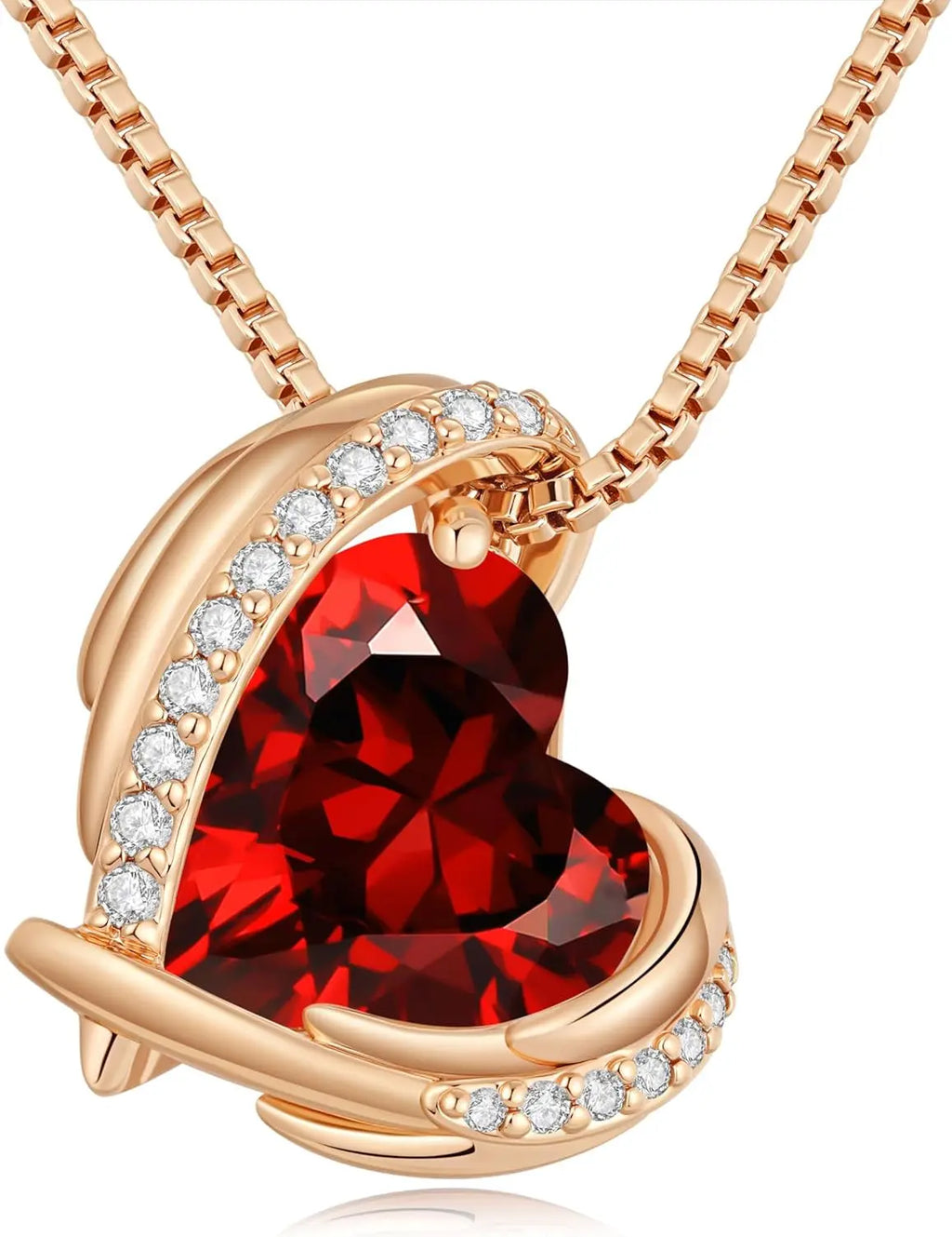 Christmas Gifts for Womenï¼ŒLove Heart Pendant Necklaces for Women, Silver Tone Rose Gold Tone Birthstone Jewelry Gifts for Wife Her