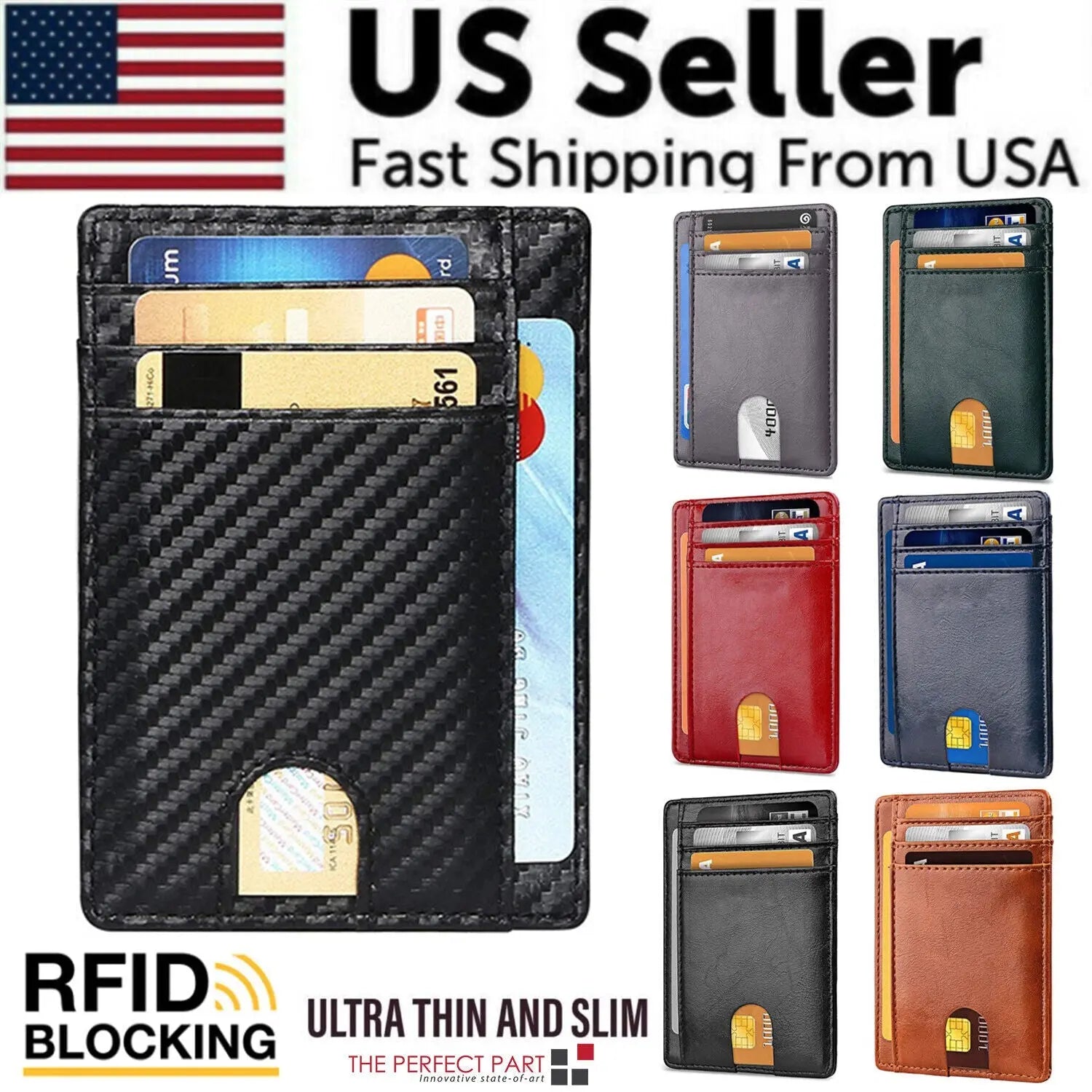Men's Leather Wallet Credit Card Holder RFID Blocking Pocket ID - USMGW069 Puce Gaia