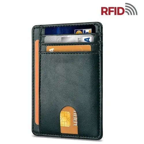 Men's Leather Wallet Credit Card Holder RFID Blocking Pocket ID - USMGW069 Puce Gaia