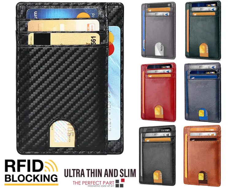 Men's Leather Wallet Credit Card Holder RFID Blocking Pocket ID - USMGW069 Puce Gaia