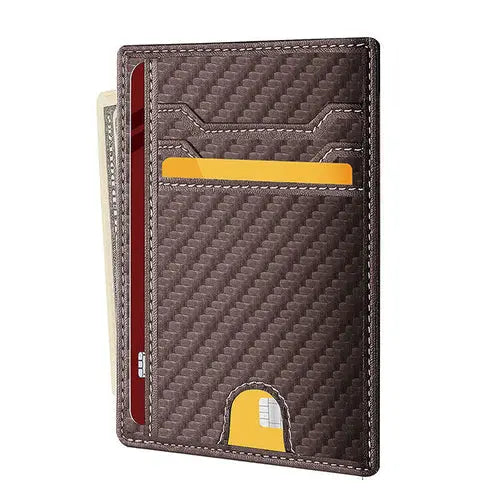 Men's Leather Wallet Credit Card Holder RFID Blocking Pocket ID - USMGW069 Puce Gaia
