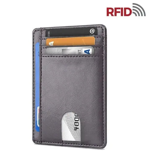 Men's Leather Wallet Credit Card Holder RFID Blocking Pocket ID - USMGW069 Puce Gaia