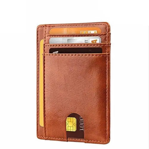 Men's Leather Wallet Credit Card Holder RFID Blocking Pocket ID - USMGW069 Puce Gaia