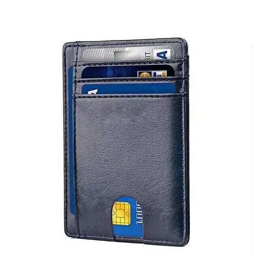 Men's Leather Wallet Credit Card Holder RFID Blocking Pocket ID - USMGW069 Puce Gaia