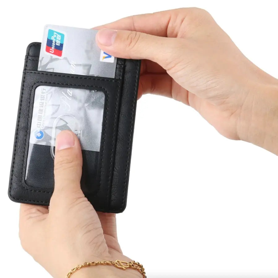 Men's Leather Wallet Credit Card Holder RFID Blocking Pocket ID - USMGW069 Puce Gaia