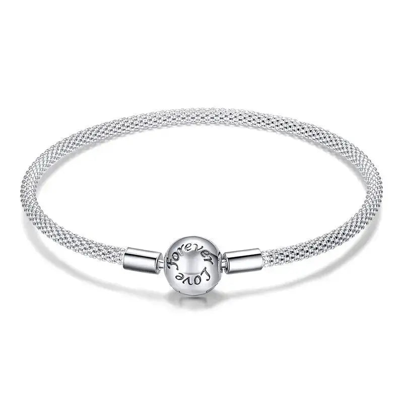 Silver Vintage Rose Flower Love Heart Bangle Bracelet - USM008 US-GiftStore-4U