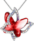 Gift Butterfly Birthstone Crystal Necklace, Silver Tone with 18â€+2â€ Chain, Necklace for Motherâ€™S Day Anniversary Birthday Gifts for Women and Daughter