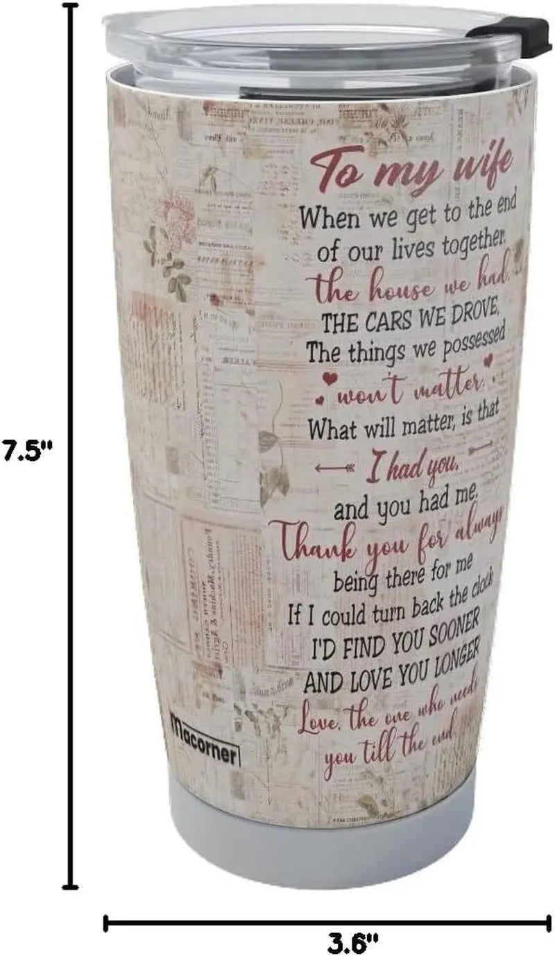 Gifts for Wife, Wife Gifts, Romatic Valentines Day Gifts for Her, Christmas Gift for Old Couple, You & Me We Got This, Stainless Steel Tumbler 20Oz I Love You Her, Anniversary Presents