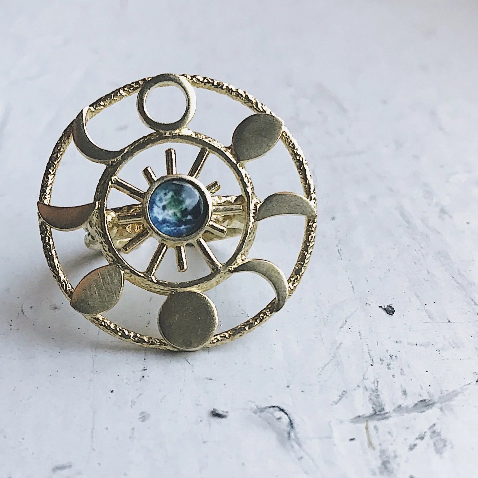 Large Moon Phase Statement Cocktail Ring - USMJ0335 DC-Yugen Handmade