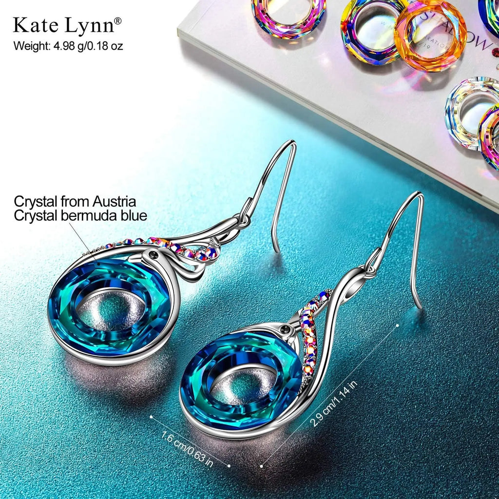 "Rise from the Ashes" Phoenix Earrings, Sterling Silver Dangle Earrings with Crystals from Austria, Birthday Gift with Jewelry Box, Symbol of Luck and Renewal