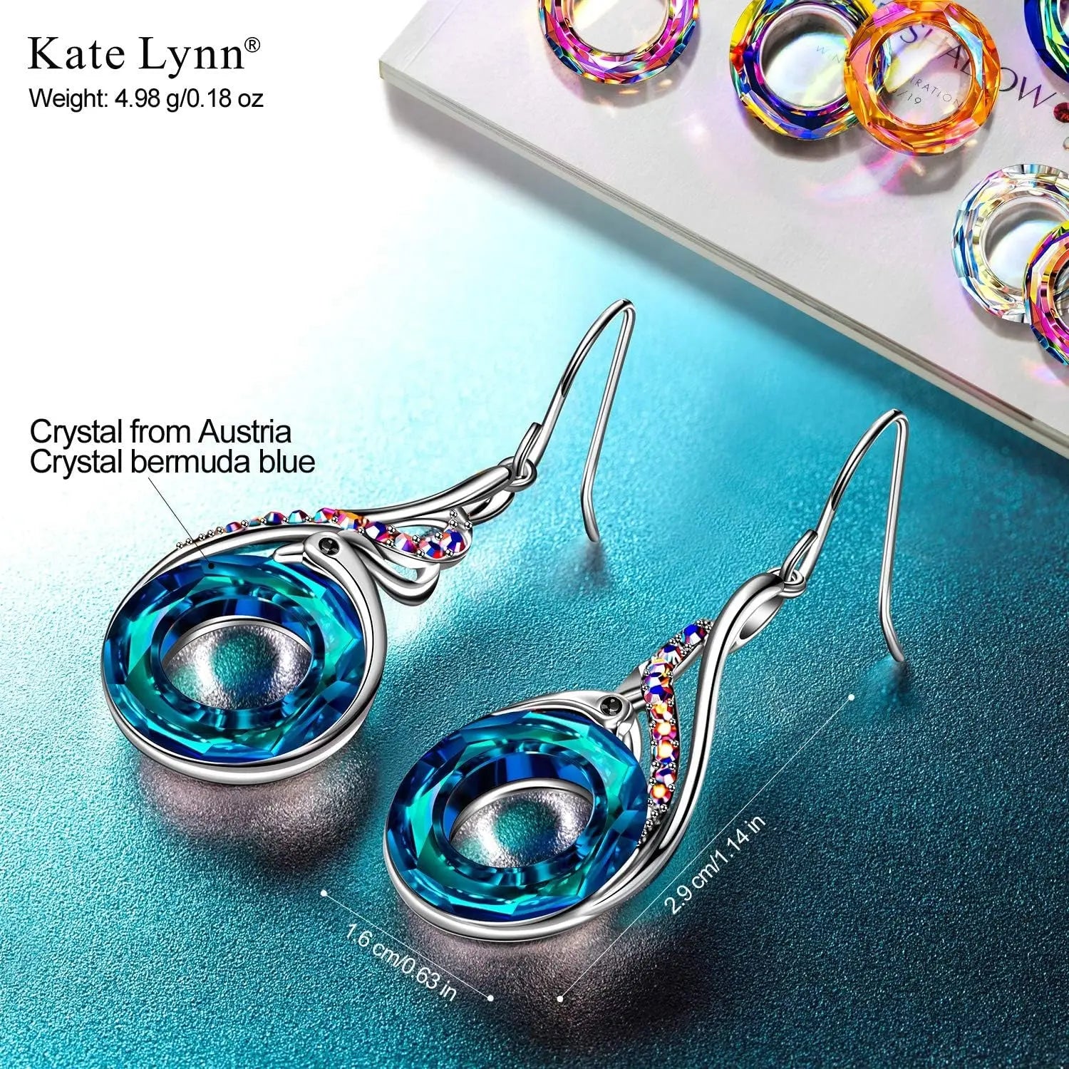 "Rise from the Ashes" Phoenix Earrings, Sterling Silver Dangle Earrings with Crystals from Austria, Birthday Gift with Jewelry Box, Symbol of Luck and Renewal
