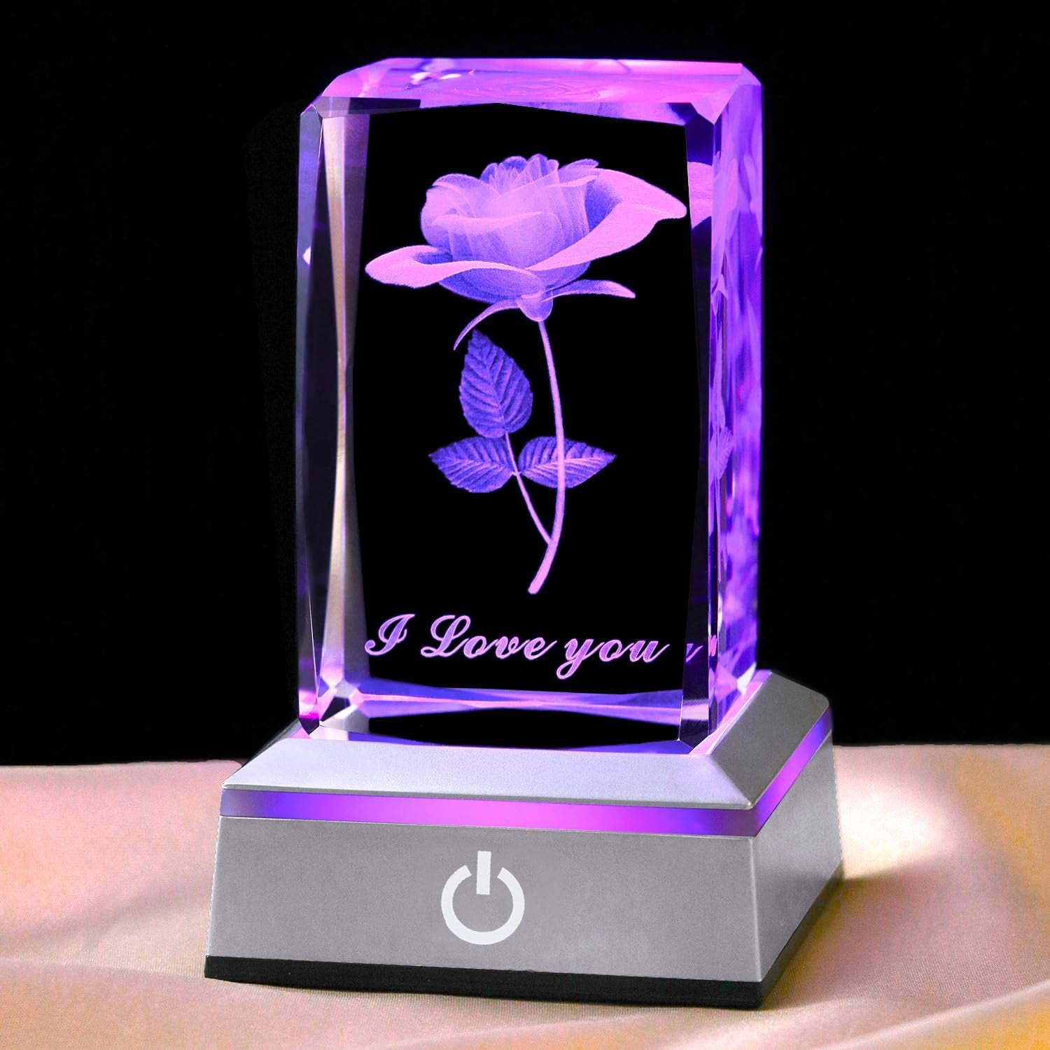 3D Rose Crystal Night Lamp with Adjustable LED Multicolor Lights for Girlfriend, Wife - Valentine'S Day, Anniversary,Birthday Presents, Christmas Gifts for Her