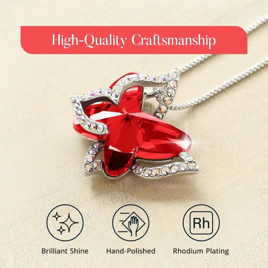 Gift Butterfly Birthstone Crystal Necklace, Silver Tone with 18â€+2â€ Chain, Necklace for Motherâ€™S Day Anniversary Birthday Gifts for Women and Daughter