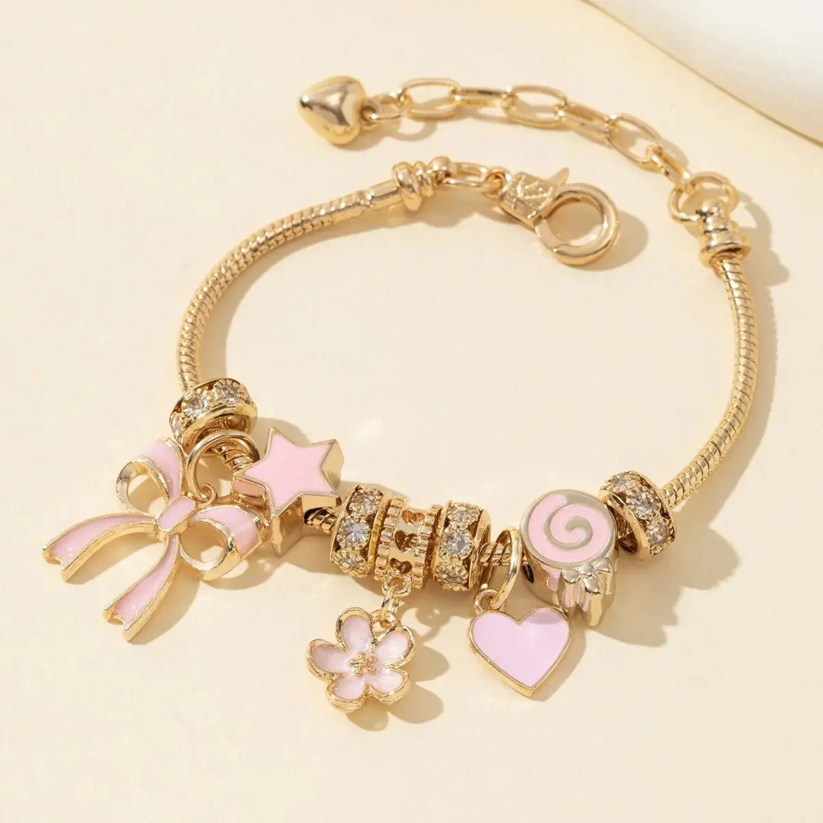 Color Rhinestone Butterfly Heart Lollipop Beads Bracelets - USMJ0229 AliExpress-Dropship