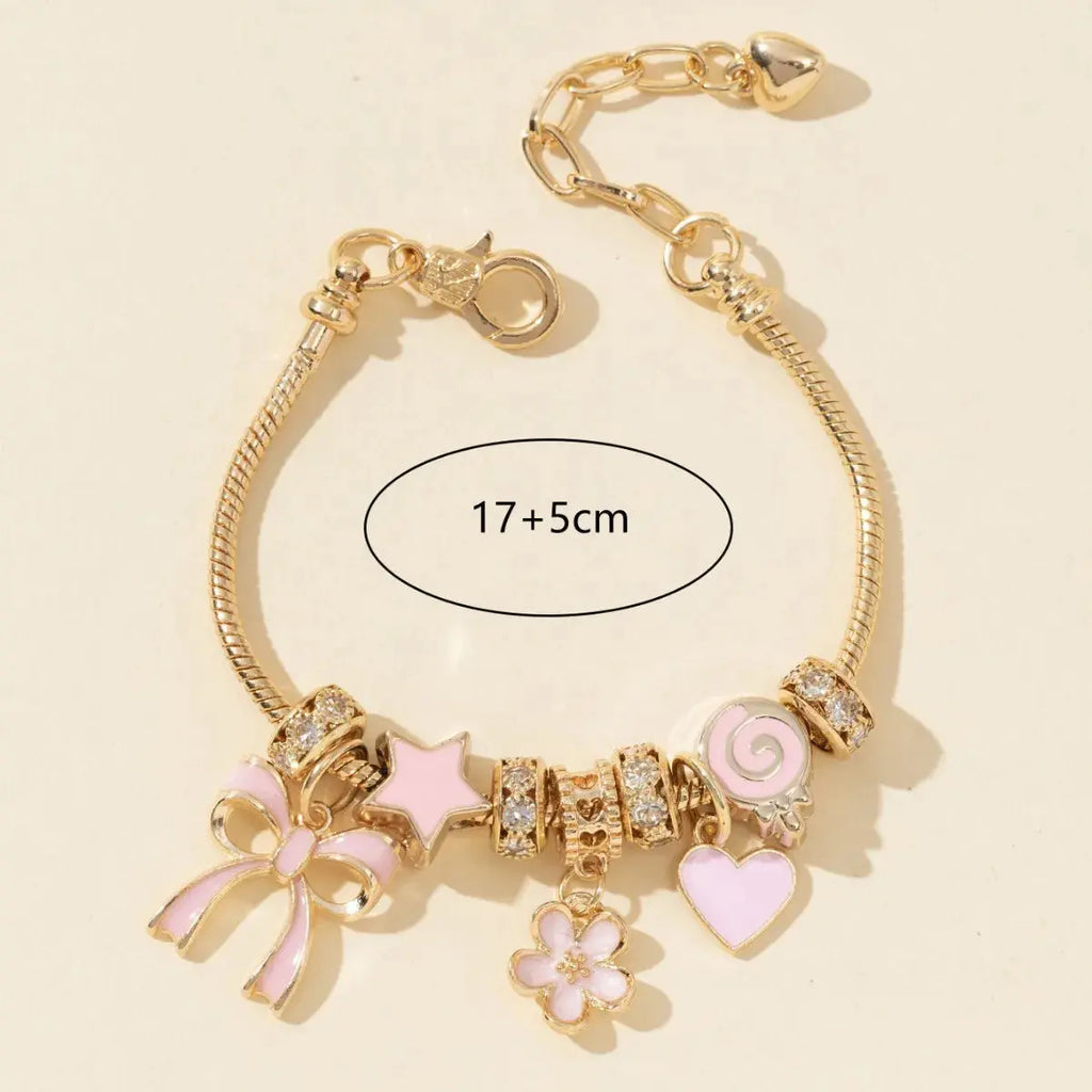 Color Rhinestone Butterfly Heart Lollipop Beads Bracelets - USMJ0229 AliExpress-Dropship