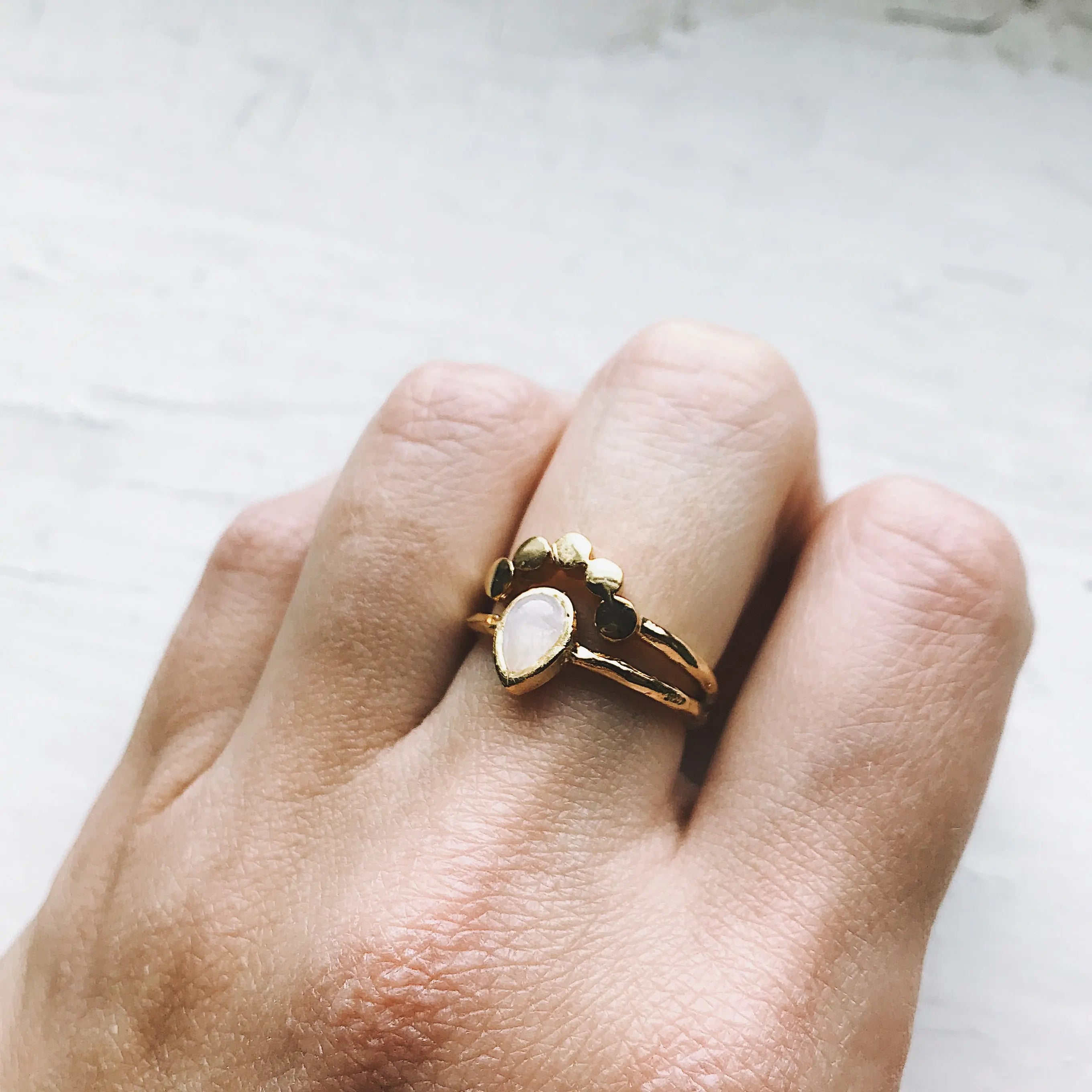 Moondrop Moonstone Ring - USM0332 DC-Yugen Handmade