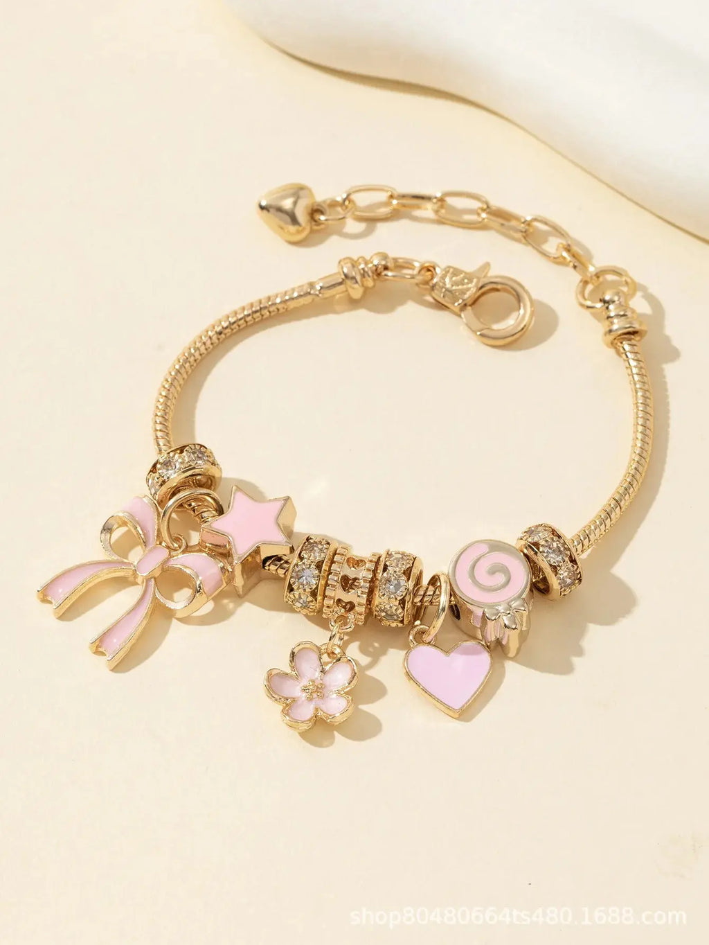 Color Rhinestone Butterfly Heart Lollipop Beads Bracelets - USMJ0229 AliExpress-Dropship