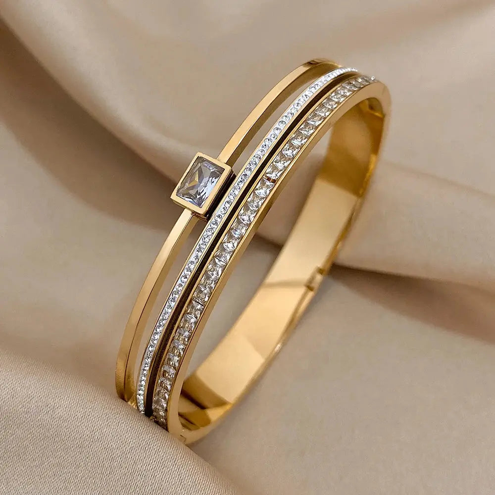 Cuff Bracelet for Women Men's Gold Silver Color - USMP0218 AliExpress-Dropship