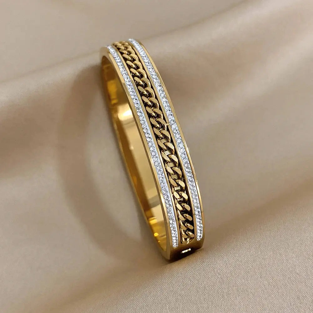 Cuff Bracelet for Women Men's Gold Silver Color - USMP0218 AliExpress-Dropship