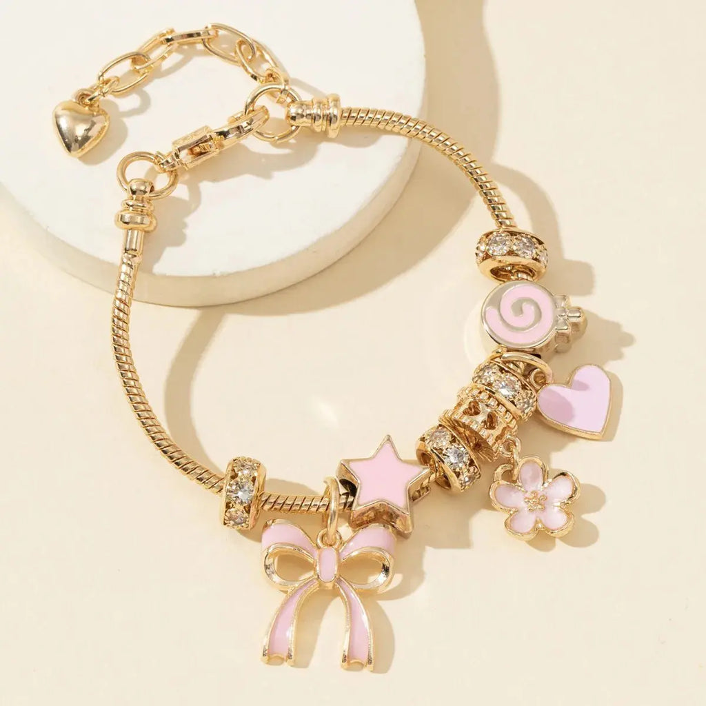 Color Rhinestone Butterfly Heart Lollipop Beads Bracelets - USMJ0229 AliExpress-Dropship
