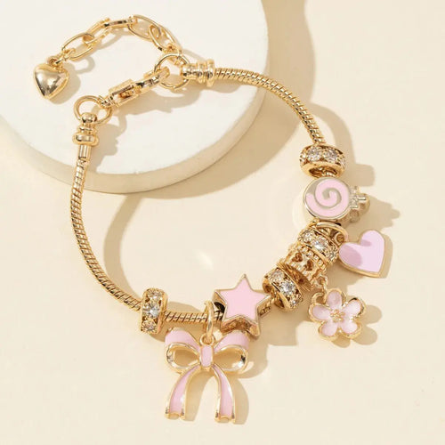 Color Rhinestone Butterfly Heart Lollipop Beads Bracelets - USMJ0229 AliExpress-Dropship