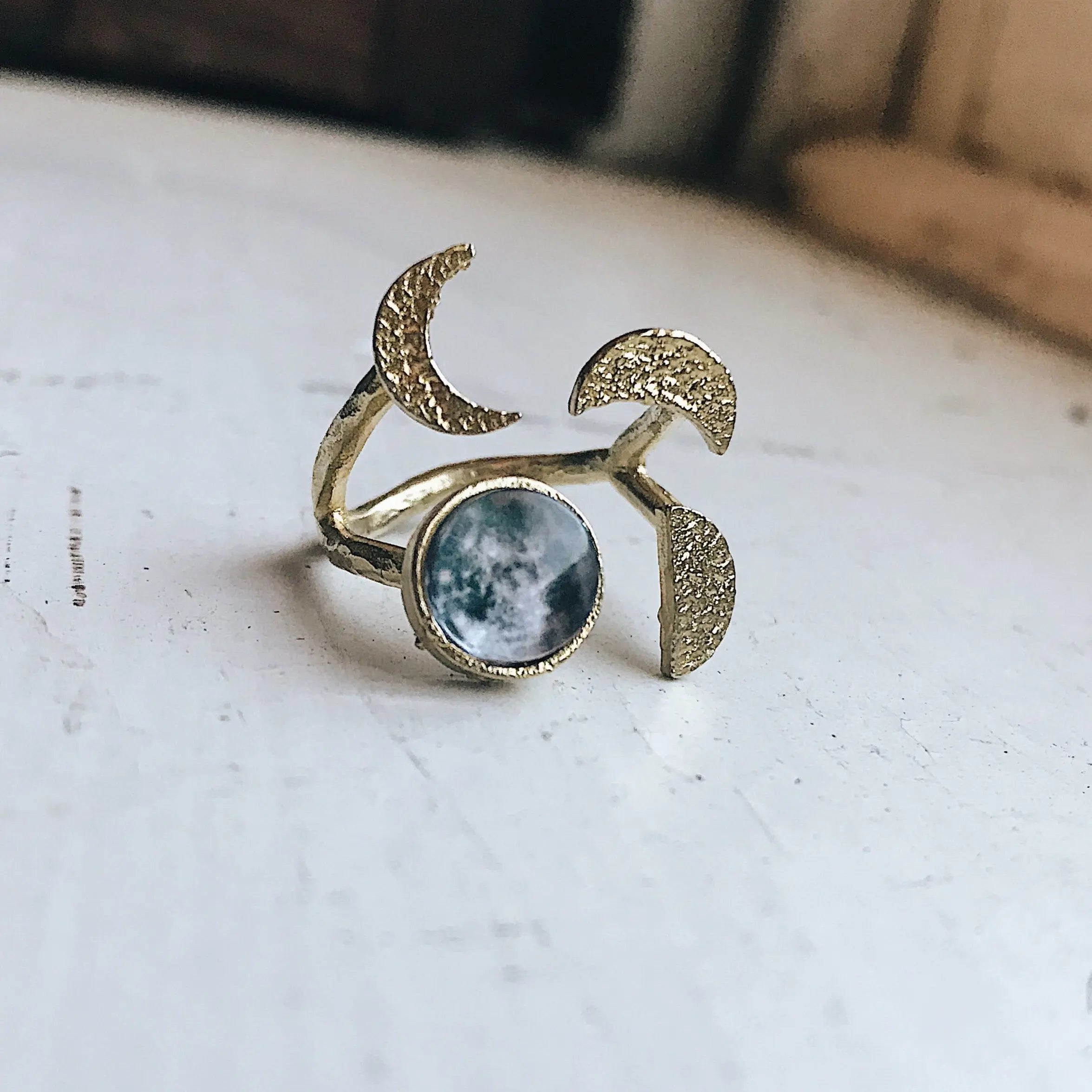 Moon Phase Sculpture Ring - USMJ0333 DC-Yugen Handmade