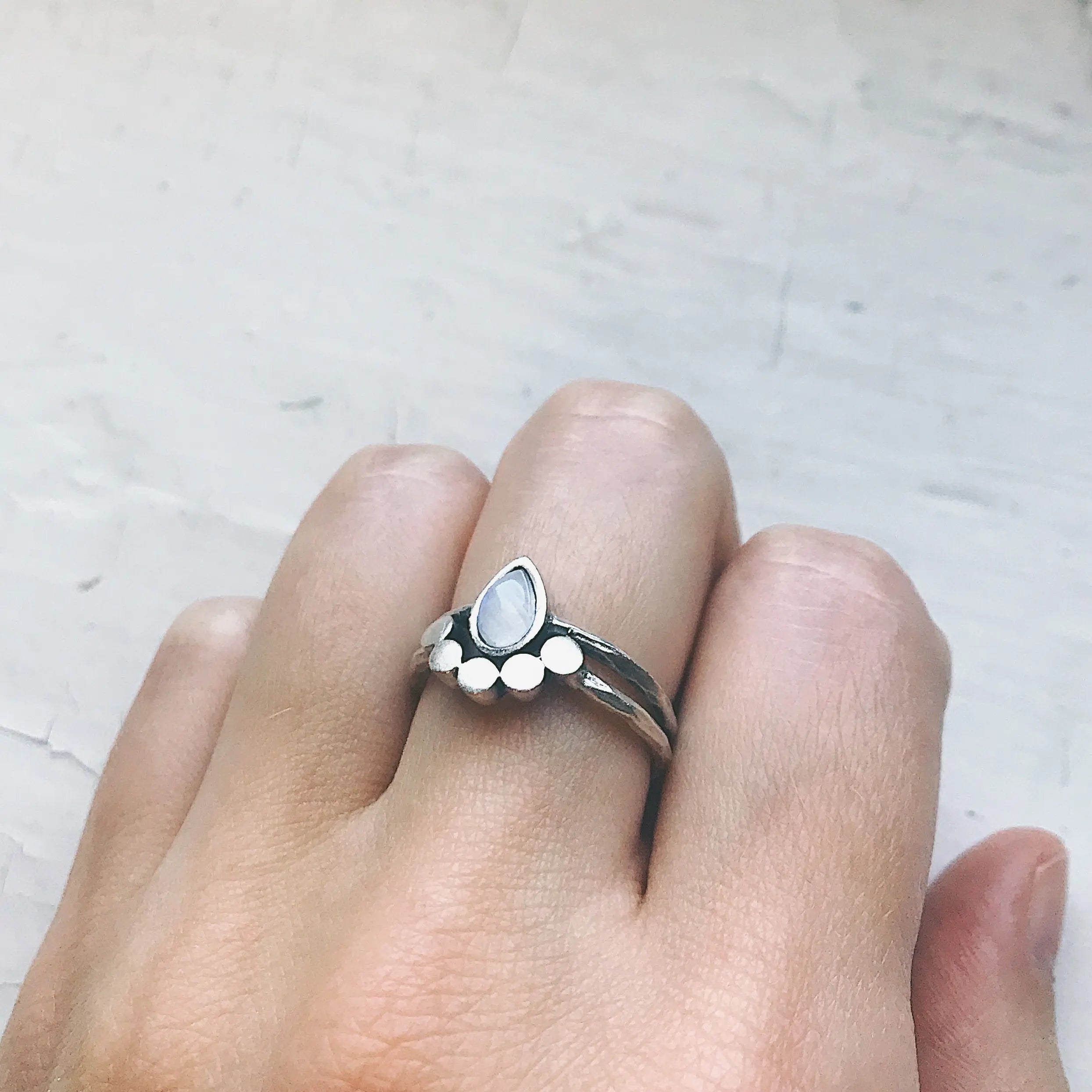 Moondrop Moonstone Ring - USM0332 DC-Yugen Handmade