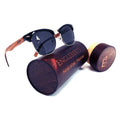 Walnut Wood Club Style Sunglasses with Bamboo Case, Polarized - USMOD0109 Purple Ariadne