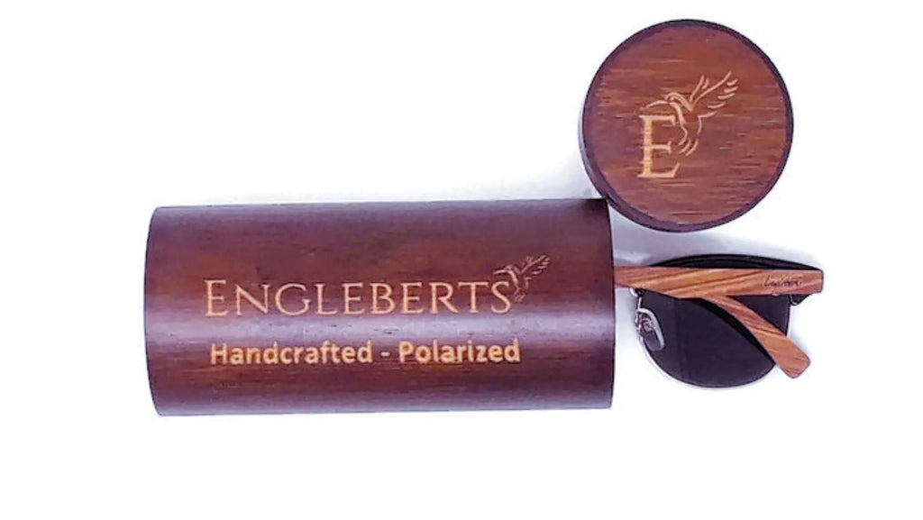 Walnut Wood Club Style Sunglasses with Bamboo Case, Polarized - USMOD0109 Purple Ariadne