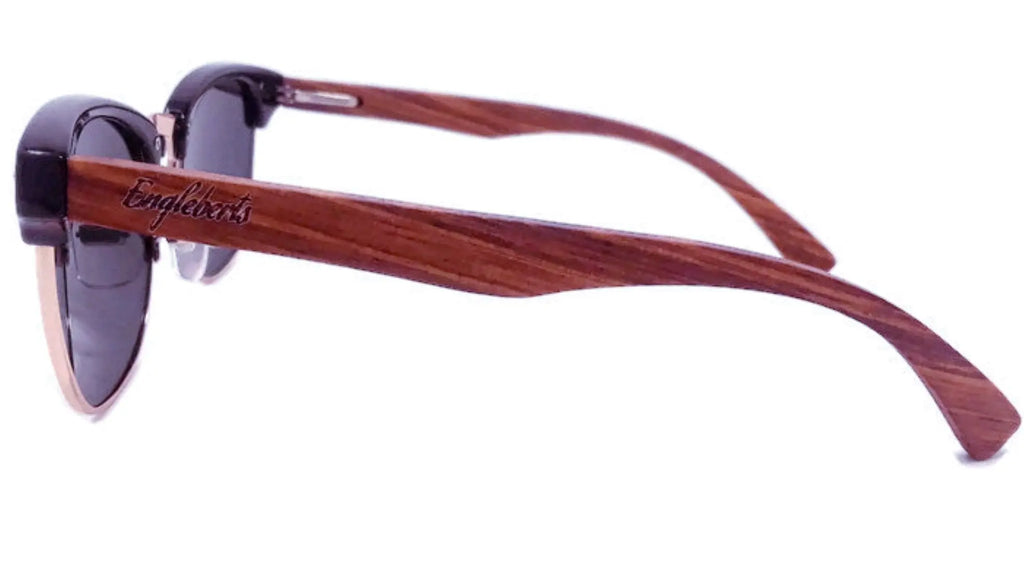 Walnut Wood Club Style Sunglasses with Bamboo Case, Polarized - USMOD0109 Purple Ariadne