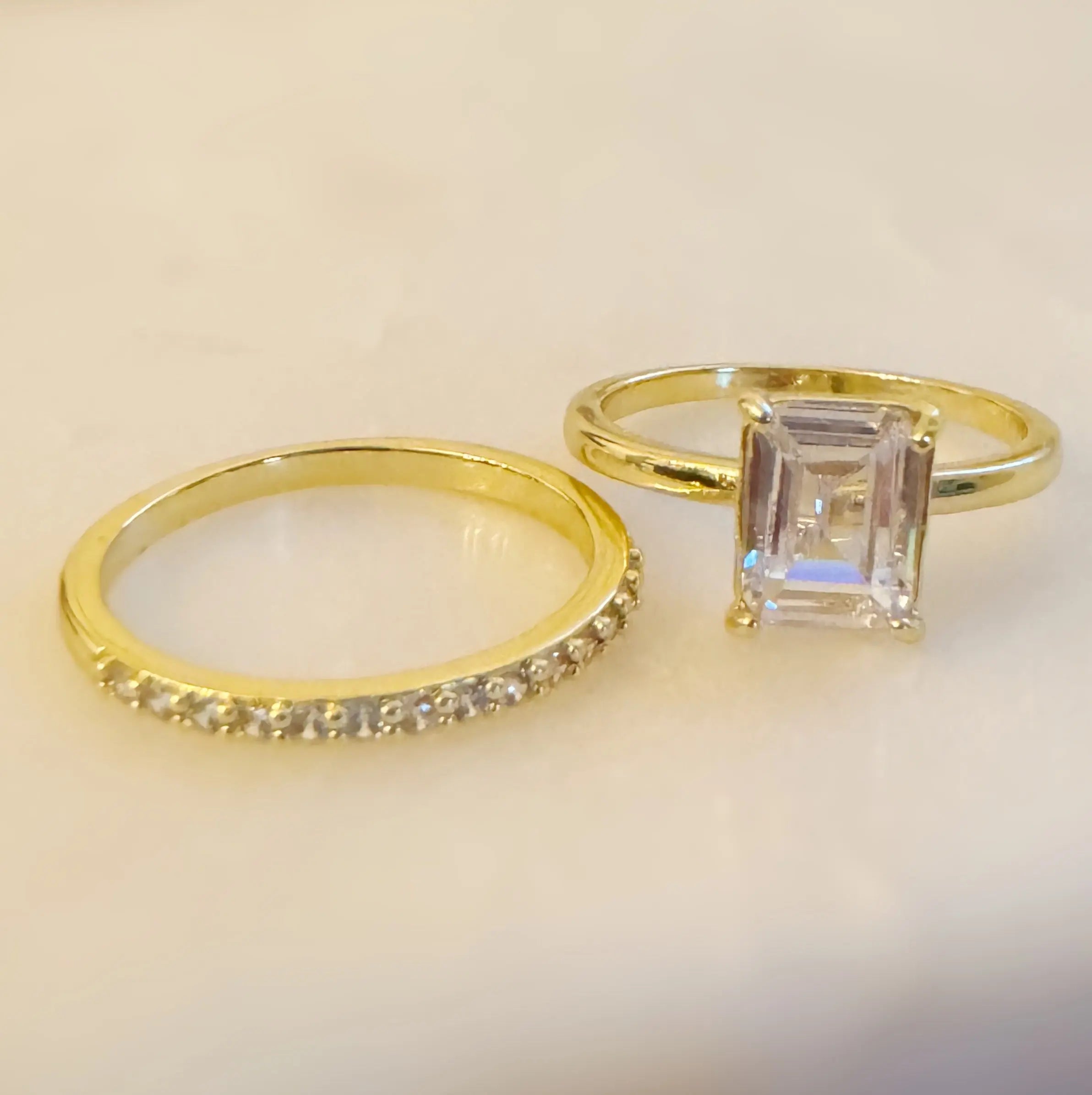 Emerald Cut Solitaire Ring Set Of 2 - USMJ0325 DC-Ellison+Young