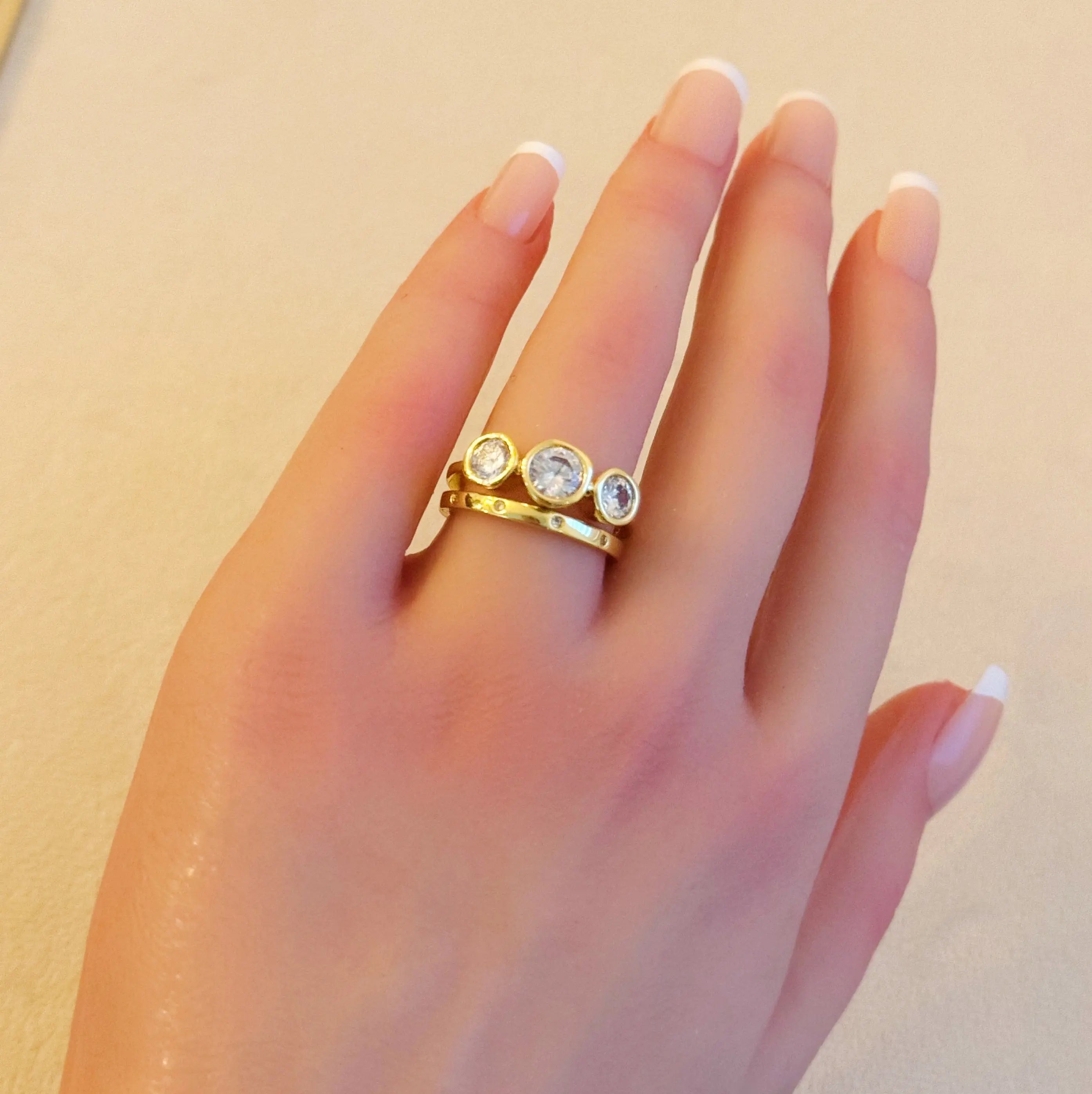 Trio Bezel Stone Ring Set Of 2 - USMJ0322 DC-Ellison+Young