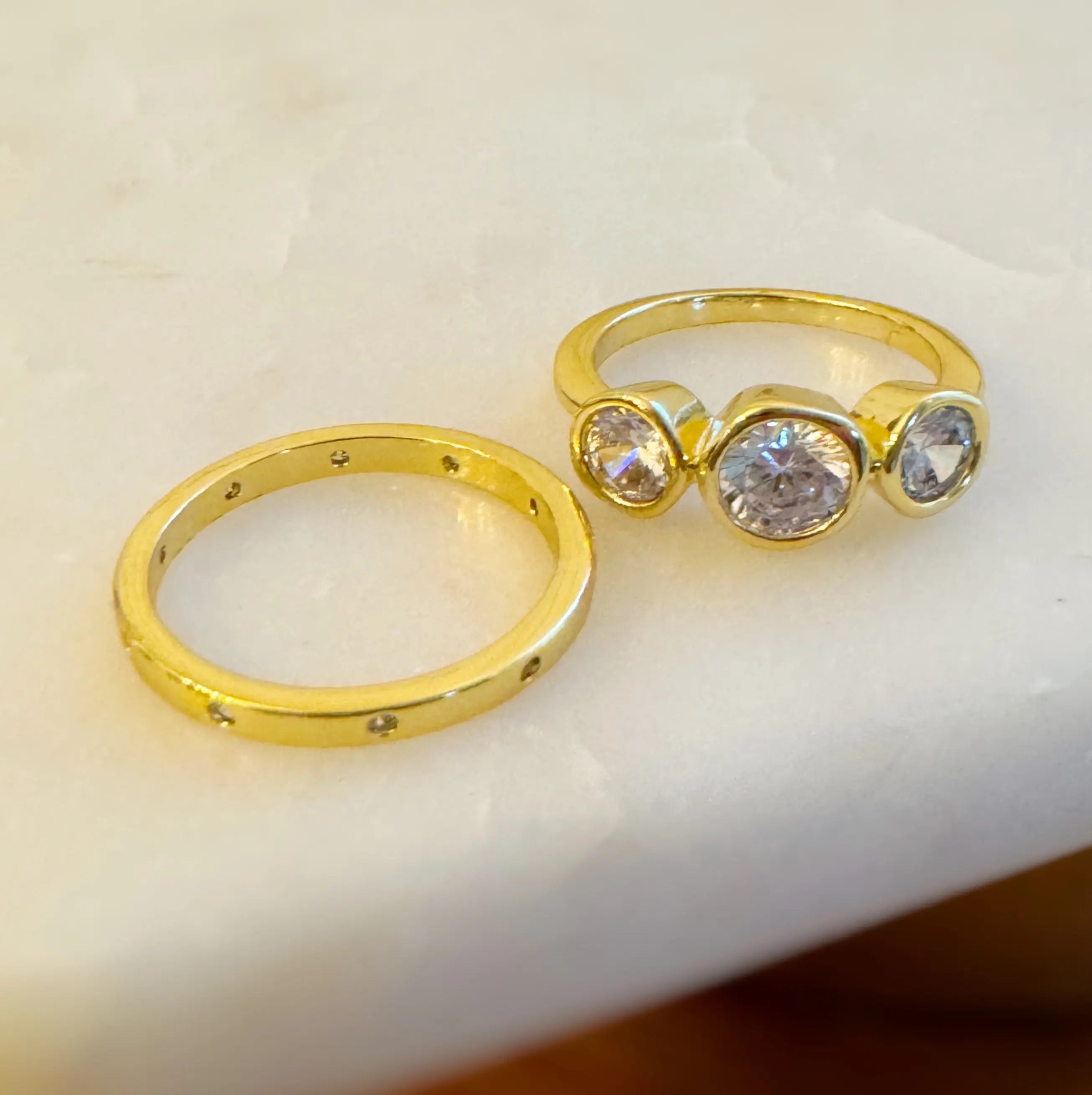 Trio Bezel Stone Ring Set Of 2 - USMJ0322 DC-Ellison+Young