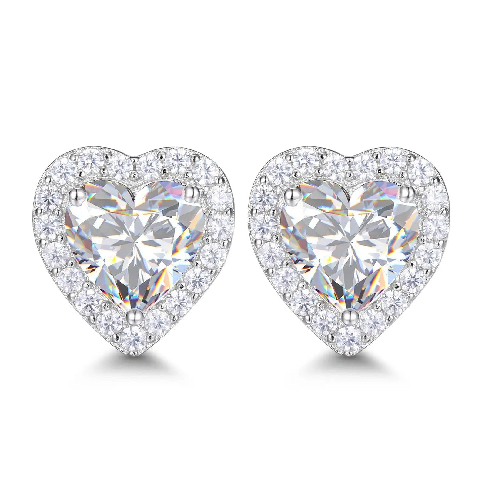 White Gold, Heart Cut VVS Moissanite Diamond Stud Earrings - USMJ0244 AliExpress-Dropship
