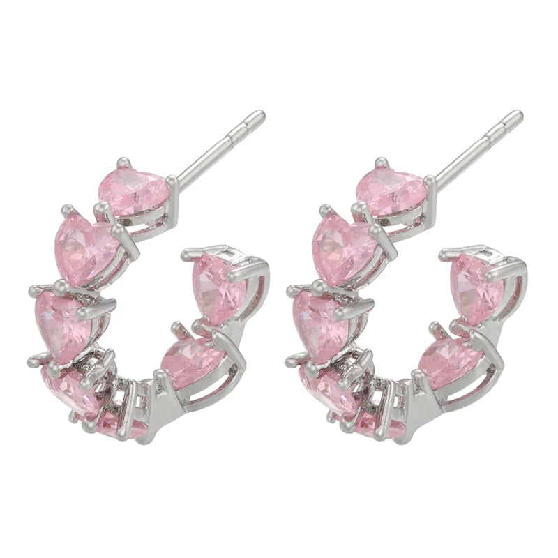 5A heart shape CZ iced out bling heart CZ tennis necklace - USMJ0250