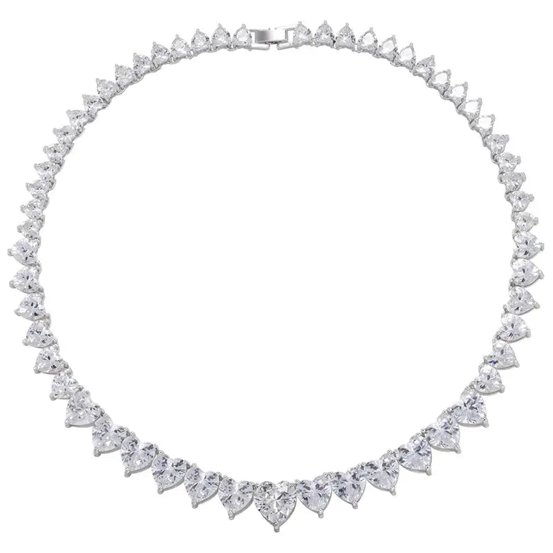 5A heart shape CZ iced out bling heart CZ tennis necklace - USMJ0250 AliExpress-Dropship