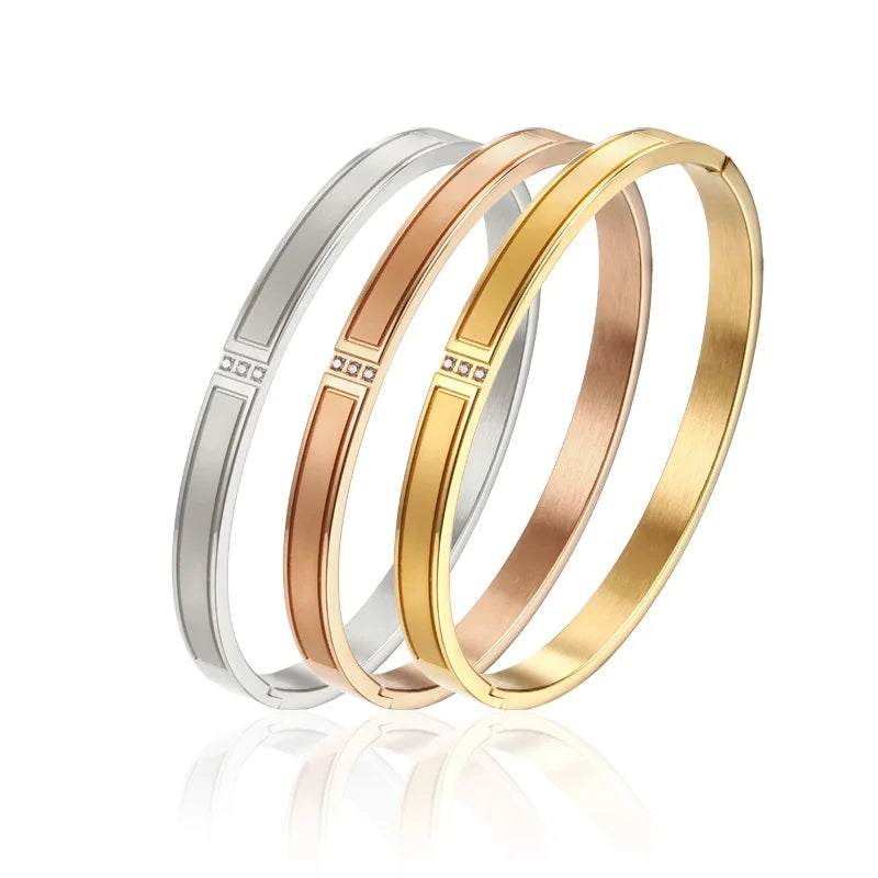 18K Gold Bracelet Matte Diamond Women's Bracelet - USMJ0234