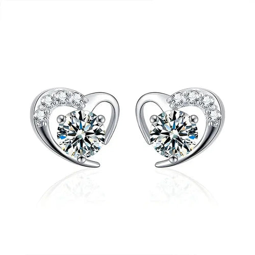 925 Sterling Silver Moissanite Love Heart Stud Earrings - USMJ0238 AliExpress-Dropship