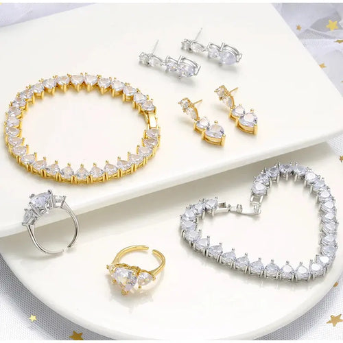 5A heart shape CZ iced out bling heart CZ tennis necklace - USMJ0250 AliExpress-Dropship