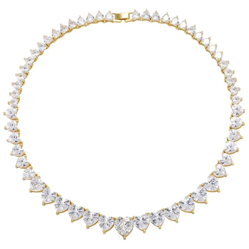 5A heart shape CZ iced out bling heart CZ tennis necklace - USMJ0250 AliExpress-Dropship